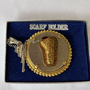 Western Scarf Holder With Gun and Holster